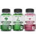 Supergreen, Magnesium & Ashwagandha Gummies - Improves Sleep & Helps Muscle Cramps, Supergreens With Spinach, Broccoli, Beetroot, Green Tea, & Acai For Immune Support - 60 Gummies