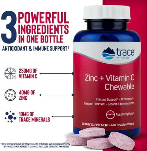 TRACE MINERALS RESEARCH Raspberry Chewable Zinc 60 Count 60 CT