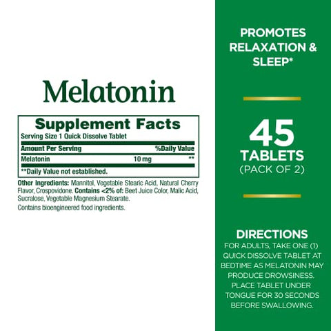 Nature'S Bounty Melatonin Quick Dissolve Tablet 45 Count (Pack Of 2)