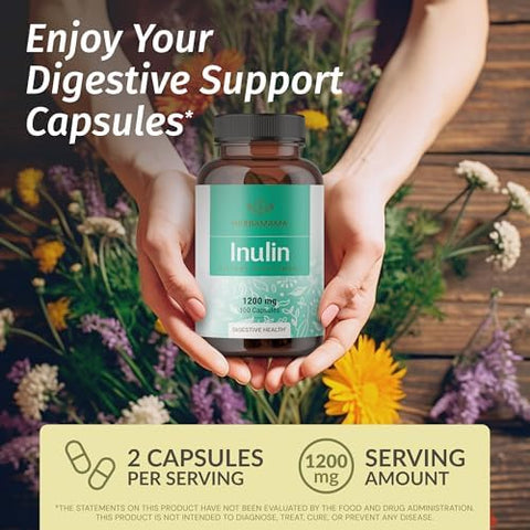 Herbamama Inulin And Magnesium Kit - Bundle Of 1200 Mg Inulin Fiber Capsules & 400 Mg Magnesium Citrate Gummies - Vegan Non-Gmo Gelatinl- - 2 Pack