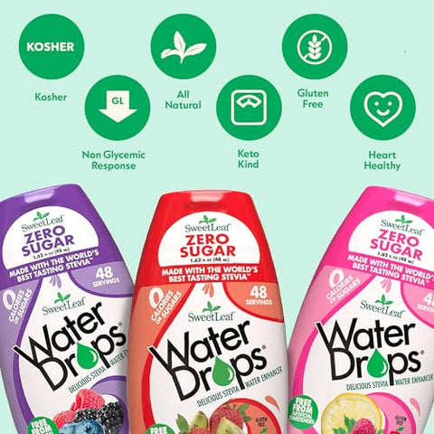 SweetLeaf Water Drops Peach Mango Water Enhancer Sugar Free Sweet Leaf Stevia Water Flavoring Drops 1.62 Oz Ea (Pack of 3)