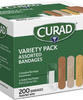 Curad Assorted Adhesive Bandages 4-Sided Seal Variety Pack 200 Count (Pack of 1)