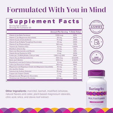 Barimelts Complete Post-Bariatric Surgery Bundle - Multivitamin, Iron With Vitamin C, Biotin, And Probiotics