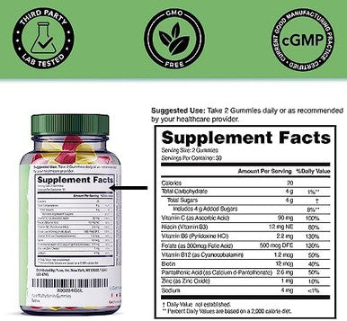 Yuve Vegan Multivitamin Gummies For Men And Women - Daily Energy, Strength, Immunity - Vitamin A, C, B3, B6, B12, Biotin & Zinc - Delicious Chewable Supplement - Non-Gmo, Gluten & Gelatin-- 60Ct