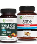 Pure Nutrition Whole Food Multivitamin For Men And Triple Ginseng 790Mg Form A Powerful Combo To Support Support Energy Strength And Overall Wellness. Multivitamin For Men 60 Tabs Triple Ginseng 12