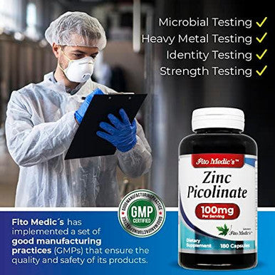 Lab Zinc Supplements Zinc 100Mg Zinc Picolinate Immune Support Supplement 180 Capsules Zinc Supplements Ultra High Absorption.