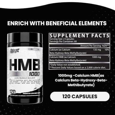 Nutrex Research Hmb 1000 Mg Supports Muscle Recovery Reduce Skeletal Muscle Damage Increased Strength Prevent Muscle Loss 120 Capsules