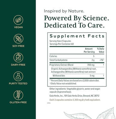 Gaia Herbs Pro Ashwagandha 700 Healthy Immune Support Supplement Singleherb Formula With Organic Ashwagandha Vegan Gluten Soy 120 Liquid Phytocaps (60 Servings)