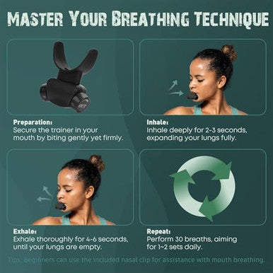 Lixada Advanced Breathing Trainer For Lung Capacity - 8-Level Adjustable Respiratory Exercise Device For Running Swimming & Fitness With Case & Nose Clip(Black)