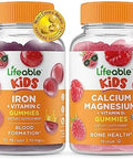 Lifeable Iron & Vitamin C Kids + Calcium Magnesium Kids Gummies Bundle Great Tasting Vitamin Supplement Gluten Gmo Chewable Gummy