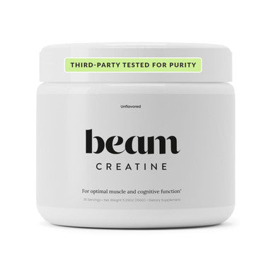 Beam Creatine Monohydrate Powder 5g Micronized Creatine Monohydrate Third Party Tested Creatine for Women & Men Muscle Strength Growth Recovery & Cognitive Support Unflavored 30 Servings