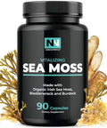 Irish Sea Moss Capsules with Organic Irish Moss 300mg Burdock Root and 500mg Bladderwrack Powder 45Day Supply 1300mg Complex Provides Iodine for Thyroid and Immune Support 90 Veggie Pills