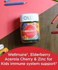 Olly Kids Immunity Gummy Immune Support Wellmune Elderberry Vitamin C Zinc Chewable Supplement Cherry 50 Count and Gummy Active Immunity+Elderberry 45 Gummies (1 Pack) Berry Flavor
