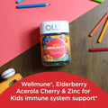 Olly Kids Immunity Gummy Immune Support Wellmune Elderberry Vitamin C Zinc Chewable Supplement Cherry 50 Count and Gummy Active Immunity+Elderberry 45 Gummies (1 Pack) Berry Flavor