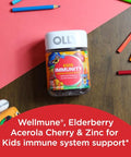 Olly Kids Immunity Gummy Immune Support Wellmune Elderberry Vitamin C Zinc Chewable Supplement Cherry - 50 Count & Gummy Active Immunity Elderberry 45 Gummies (1 Pack) Berry Flavor