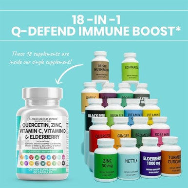 Clean Nutraceuticals Quercetin Zinc Vitamin C Vitamin D Bromelain Elderberry - Lung Immune Support Supplement Adults With Artemisinin, Sea Moss, Echinacea, Allergy Relief