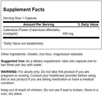 Swanson Full Spectrum Calendula Flower (Marigold) 400 Milligrams 60 Capsules