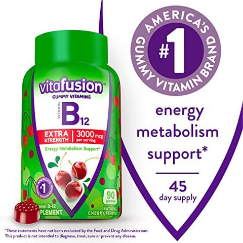 Viactiv Calcium +Vitamin D3 Supplement Soft Chews Milk Chocolate 60 Chews and Vitafusion Extra Strength Vitamin B12 Gummy Vitamins for Energy Metabolism Support