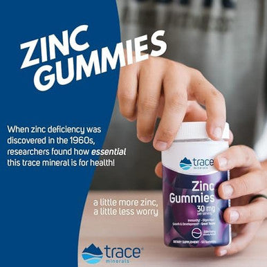 Trace Minerals Zinc Gummies - Chewable Zinc Supplement With Elderberry - Supports Immune System Health - Supplement To Aid Healthy Digestion & Development - Elderberry, 60 Gummies (30 Servings)