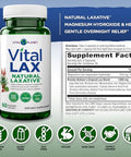 Vital Planet - Vital Lax Natural Laxative Cleanse Supplement For Occasional Constipation With Magnesium Hydroxide Slippery Elm Aloe And Triphala To Support Bowel Regularity 60 Capsules