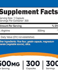 Nutricost L-Arginine 500Mg, 300 Capsules - Gluten And Non-Gmo
