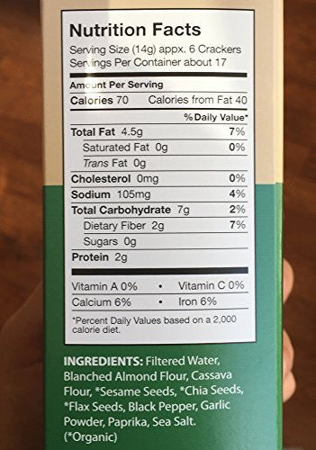 Julian Bakery Paleo Thin Crackers | Salt & Pepper | USDA Organic | Gluten-Free | Grain-Free | GMO Free | Low Carb | 1 Pack