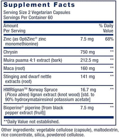 Life Extension Super Miraforte With Standardized Lignans, Chrysin, Nettle Root, Muira Puama, Maca, Zinc, Focused Formula For Testosterone Benefits, Vegetarian, Gluten-Free, Non-Gmo, 120 Capsules