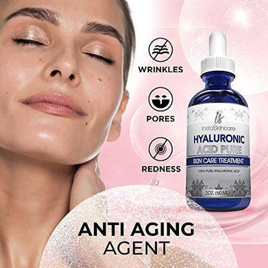 InstaSkincare Healthy Skin Bundle Hyaluronic Acid Serum for Face 2Oz Collagen Peptides Powder for Women 1Lb