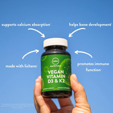Mrm Nuturition Vegan Vitamin D3 & K2 Bone + Immune Health Made From Lichens Supports Calcium Absorption Vegan + Vegetarian Friendly 60 Servings