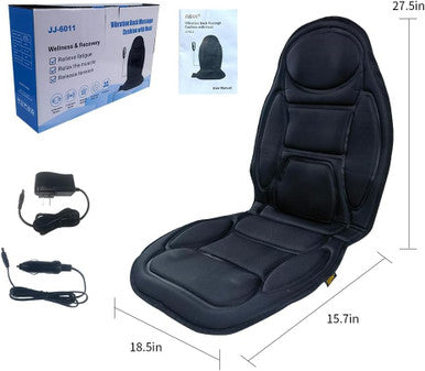 Back Massager Seat Cushion With Heat,8 Vibration Motors Massage Chair Pad For Back, Deep Tissue Vibration Seat Massager Cushion For Back Pain Relief Home Office Chair Use, Gifts For Women,Men,Black