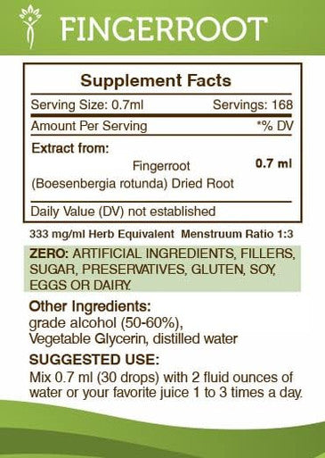 Secrets of the Tribe Fingerroot Tincture Alcohol Extract, High-Potency Herbal Drops, Tincture Made from Fingerroot (Boesenbergia rotunda) Dried Root 4 oz