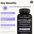 Vital Vitamins Multi Collagen Plus 2 Pack with Biotin Hyaluronic Acid Vitamin C Type I II III V X for Women and Men Hair Skin Nails Beauty Complex 300 Capsules