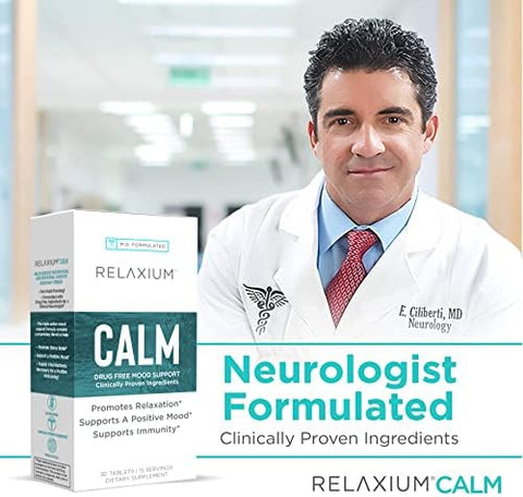 Relaxium Calm Nonhabit Forming Stress And Mood Support Supplement Elevate Mood & Boost Relaxation With Ashwagandha 5Htp Gaba Passion Flower (30 Tablets 2 Week Supply)
