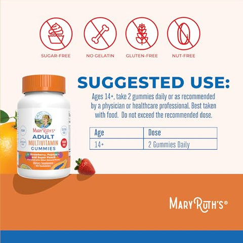 Maryruth'S Maryruth Organics Multivitamin For Women And Men Sugar Free Adult Multimineral Gummy With Vitamin C D And E B Vitamins Biotin Zinc Vegan Non-Gmo Gluten Free 60 Count