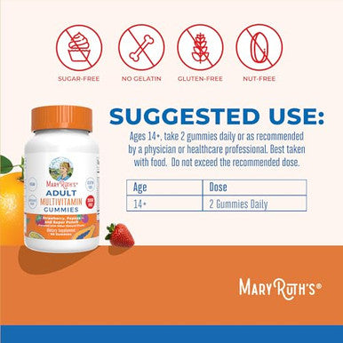 Maryruth'S Maryruth Organics Multivitamin For Women And Men Sugar Free Adult Multimineral Gummy With Vitamin C D And E B Vitamins Biotin Zinc Vegan Non-Gmo Gluten Free 60 Count