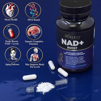 Ageless Nad+ Supplement - Nicotinamide Riboside Supplement For Healthy Aging And Cognitive Function - Promotes Endurance And Energy - 90 Count