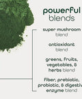 Zena Nutrition Organic Super Greens Powder 70+ Superfoods 0 Sugar 3g Fiber Spirulina Chlorella Mushrooms Prebiotics/Probiotics Digestive Enzymes Gut Health Green Apple 30 Drink Mix Packets