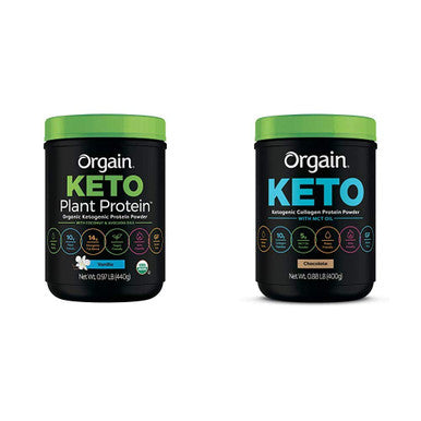 Orgain Keto PlantBased Protein Powder Vanilla Keto Friendly Organic Vegan Gluten Organic Prebiotic Fiber 0.97 Pound Keto Collagen Protein Powder with MCT Oil Chocolate 0.88 Pound