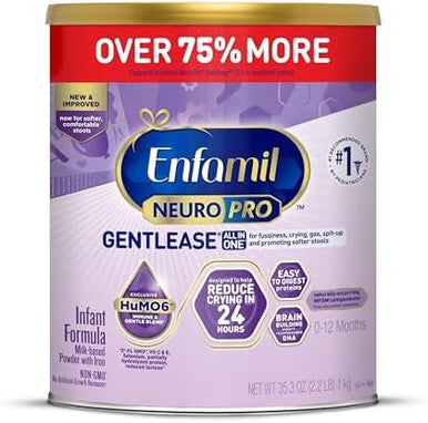 Enfamil Neuropro Gentlease Baby Formula Brain Building Dha Humo6 Immune Blend Designed To Reduce Fussiness Crying Gas & Spitup In 24 Hrs Prebiotics To Promote Softer Stools Baby Milk 27.4 Oz