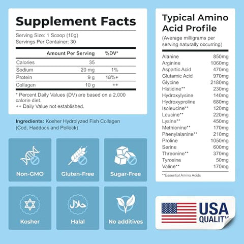 Centenarius Nutrition Marine Collagen Peptides Powder Unflavored 300G Types I iv Hydrolyzed Collagen From Wild-Caught Fish For Healthy Skin Hair Nails Joints & Bones Anti-Aging Non-Gmo Centenarius Nutrition