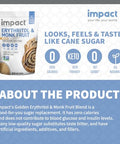Impact - Golden Erythritol & Monk Fruit - Zero Calorie Sweetener, Sugar-Free, Non-GMO, Net Carb Free, Zero Glycemic, Baking Use - 1lb Resealable Bag
