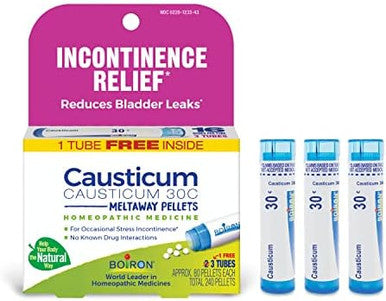 Boiron Causticum 30C Homeopathic Medicine For Incontinence Relief And Reduces Bladder Leaks 3 Count (240 Pellets)