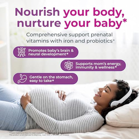Naturegenx Methyl Prenatal With Probiotics Prenatal Vitamins For Women With Iron Methyl Folate Ginger Active B12 & 28 Nutrients Vegan Non-Gmo Gluten-Free 60 Capsules (1-Month Supply)