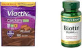 Viactiv Calcium Plus Vitamin D Supplement Soft Chews Brown Milk Chocolate and Nature's Bounty Biotin Supports Healthy Hair Skin and Nails 10000 mcg Rapid Release Softgels 180 Count