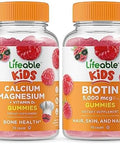 Lifeable Calcium Magnesium Kids + Biotin Kids Gummies Bundle Great Tasting Vitamin Supplement Gluten Gmo Chewable Gummy