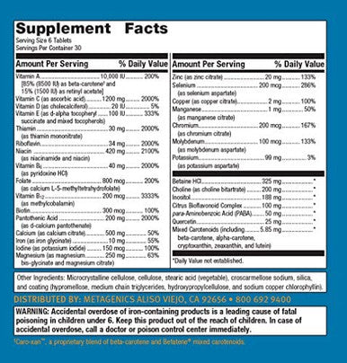 Metagenics Multigenics Optimum Multiple Vitamin/Mineral Formula Fast-Release Tablet 30 Servings