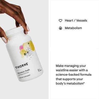 Thorne Metabolic Health - Gut Health Supplement To Aid Weight Management - Bergamot Supplement With Silicon Dioxide - Turmeric Supplement To Support Blood Health & Vessels - 120 Capsules