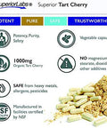Superior Labs Organic Montmorency Tart Cherry 1000mg Extract 60 Veg Caps 2 Proanthocyanidins Celery Seed Black Pepper Extracts for Maximum Absorption Supports Balanced Uric Acid Levels