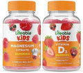 Lifeable Magnesium Kids + Vitamin D Kids Gummies Bundle Great Tasting Vitamin Supplement Gluten Gmo Chewable Gummy