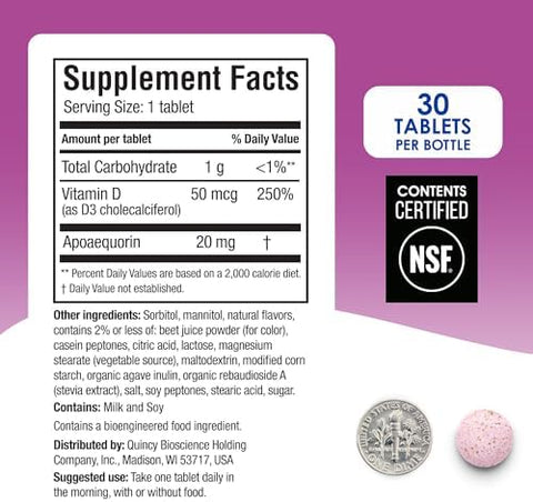 Prevagen Extra Strength Mixed Berry Chewables 30 Tablets (1 Month Supply) Formulated For Your Brain 20Mg Of Apoaequorin Plus Vitamin D3 With 7Day Pill Minder